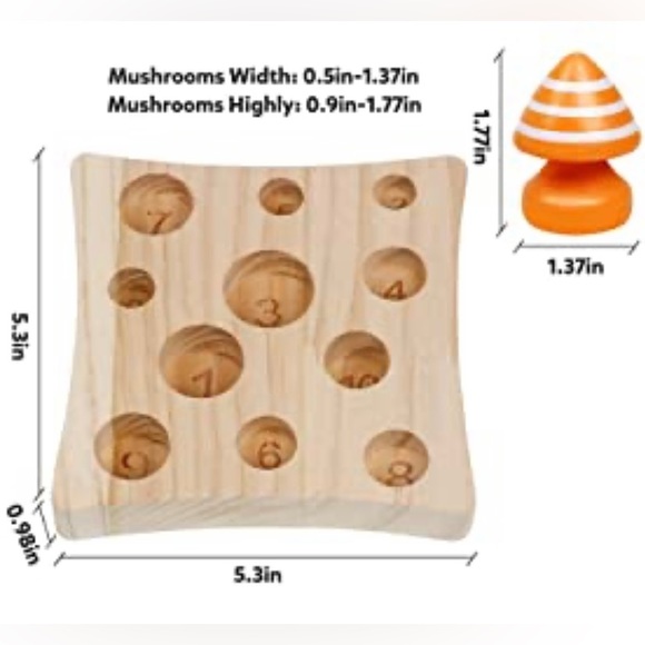 Montessori Wooden Mushroom Counting Toy - Picture 3 of 4